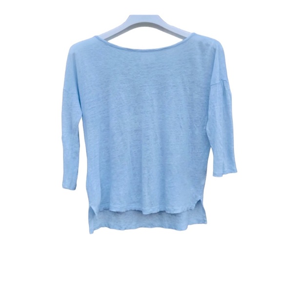 Lou & Grey Shirt Linen 3/4 Sleeve Blue Small - Picture 1 of 8